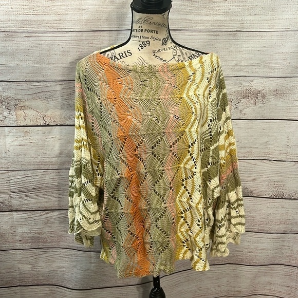 Easel Open Knit Sweater NWT Cropped  Earth Tones Size Small Oversized - Picture 1 of 10
